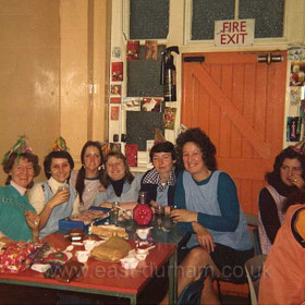 Photo 8 The Old Church on Temple Road 1976ish
L-R
Jenny Hogwood, Elizabeth Burgin, Janet W?, ?, Theresa ?, Mary ?, Rose ?
from Adele Burgin