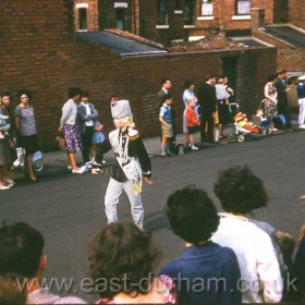 Sunderland East End Grenadiers jazz band marching from Princess Road to the sports field behind Seaham Girls Grammar School in 1963