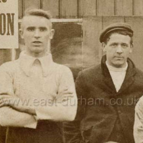 George Breeze at left, Thomas Chisholm, right.
In 1904 George was lodging wth his friend Thomas, his wife Magaret and their child. Thomas fell in love with Margaret and apparently she with him.
On the morning of the 6th of July 1904 after Thomas had left for work, George murdered Margaret, according to George at her request. He then walked to Durham and confessed to police.
He was hanged a month later on Friday August 5th 1904.