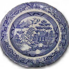 Pearlware plate made at Allason's Pottery, Seaham. 
This pottery was operating in Ropery walk from 1838 until probably 1841 when it was destroyed by fire.
Reports of the pottery still operating into the 1850s are probably correct as in 1844 J Allason can be found operating a pottery in Bridge St (an early name often used for North Railway Street).
The Allason name does not appear after 1844 but the pottery may have been taken over by a Wm Redshaw listed as a glass and earthenware dealer.
While there is no number listed for the pottery in Bridge St, it was most likely situated in the Canterbury Yard, the site of an early glassworks (pottery?) before the 1850s.
The site of the Ropery Walk pottery can be seen at BOTTLEWORKS BW 024 under its later name of the Duckyard.