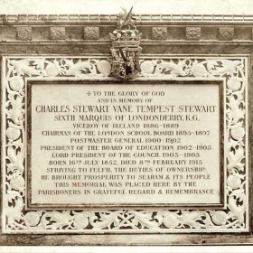 Memorial to the 6th Marquis of Londonderry in St John's Church.