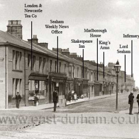 North Terrace in the early 1900's. There were 4 public houses in North tce, The Shakespeare closed 1910, the Marlborough 1932, the King's Arms in the 1960's leaving the Lord Seaham now called the Harbour View.Of the first 133 buildings completed in Seaham, 12 were pubs.