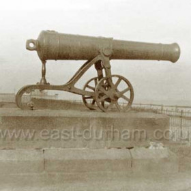 Russian 36 pounder captured at the battle of Sebastapol.  Presented to Seaham by Queen Victoria in 1858 in recognition of the bravery of the town's Volunteer Brigade. Taken to be melted down for the war effort by over zealous council officials during WW2.How Seaham lost this cannon which commemorated the outstanding efforts of the men of Seaham and the Londonderry family when other towns kept dozens of anonymous guns beggars belief....... but maybe not.