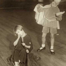 Dorothy Leighton, Cinderella and Joan Tracey, Prince Charmingin the miniature pantomime "Cinderella" at Theatre Royal by Mrs F W Armstrong's Children's Dancing Class in aid of the RNLI.