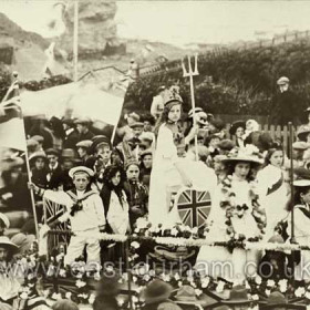 Celebrations to mark the coronation of King George V and Queen Mary in 1911.
Featherbed Rock in background.