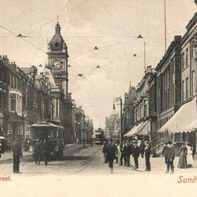 Dated 6th February 1908 Addressed to :-
Miss Nellie Upton
Chessington Lodge
Chessington
Nr Surbiton
Surrey.
The postcard shows a single deck tramcar in the foreground with an open-top double decker approach ing on the right. The tramways were electrified in 1900.