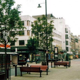 Taken from the exact same spot in 2002. No Town Hall of course; demolished in the 1970s to make way for what? I wonder what Brighten Binyon the architect of the Town Hall would make of this? A characterless mound of designer rubble. Notice again the proliferation of street furniture.