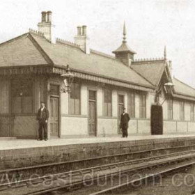 Seaham Station, (behind Station Hotel) newly rebuilt in 1887 using prefabricated panels made at Londonderry Engine Works