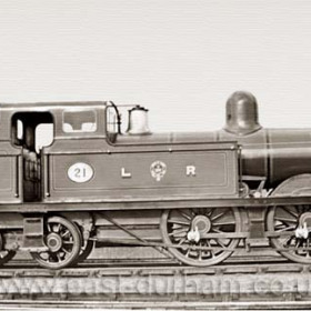 Loco 21 was built at Seaham Harbour Engine Works in 1895 and taken over by the NER along with the Londonderry, Seaham to Sunderland line in 1900. Londonderry engines were dark green with orange coachlines. Rolling stock for passengers, lake red with gold coachlines. This was the last Seaham passenger engine.
Photograph 1895.