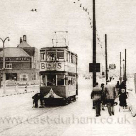 The Seaburn Hotel was built during 1936 and stood on the sea front just north of the tram terminus. 
The tram in this September 1951 view is No.20, one of a pair bought second-hand from Accrington for £225 each in November 1931.     Caption, Malcolm Fraser.