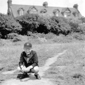 Gordon Hastings in the park at Seaburn in 1946, the park was surrounded by trees in those days. "Out of shot to the right was the communal concrete air-raid shelter where we spent many hours waiting for the all-clear siren. That was before a Morrison shelter was installed at home.
In those days toys were few and far between , one hobby, however, was to go out the morning after an air-raid and collect shrapnel. A really prized find was a piece of parachute silk from a landmine!"