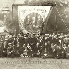 Seaham Colliery banner c 1925. This banner was replaced by single Aged Miners banner in 1929.