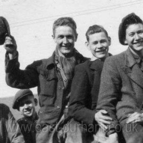 L to R Jack Hayes, Jack Williamson, Ernie Rowell, Brian Corkhill, Harry Mortenson (all joiners) 
Photograph from Alan Rowell