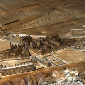 Ropery area. Pilot Terrace in the foreground, originally populated mostly by pilots so that they could watch for approaching ships. Big wage earners they soon moved out as better quality housing was built to the west. The Bottlemaker's Arms was at the extreme left of the street and the Royal Oak at exreme right.      The eastern half of the street at right of Pilot Tce was Wood Houses, the half nearer the pottery was Lady Londonderry's Stables. Wood Houses were the first buildings erected in Seaham Harbour in 1828 on the site of what is now the Terrace Green and housed workmen building the new dock.