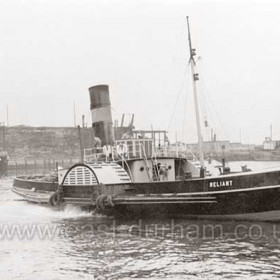 Tug "Reliant" photographed on 3rd September 1962. 
Built in 1907 as the PS Old Trafford spent 43 years on the Manchester Ship Canal and 6 years on the Tyne before coming to Seaham in 1956.
Photographer S Roberts.