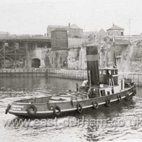 Conservator in South Dock. This single screw tug arrived in Seaham in the around 1962.