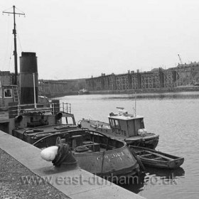 South Dock 1979, tug Chipchase which came to Seaham in 1967 in foreground.