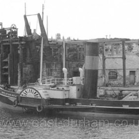 The tug Eppleton Hall at north side of North Dock 
The last paddle tug built on the Tyne in 1914 came to Seaham from the Wear in 1964, consigned  to Tyne breakers yard in 1967. Rebuilt in 1969 she sailed 11,000 miles across the Atlantic, through the Panama Canal and up the west coast of America to the San Francisco Maritime Museum