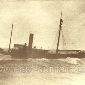 Unknown steamer leaving Seaham Dock, probably early 1900s. Possibly the Londonderry steamer "Maureen" which would make the photograph 1904 or later.