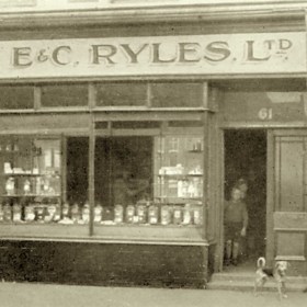 Ryles confectioners at 61 Princess Road, just north of the Princess Theatre. Ryles also had a shop at 46 Station Road