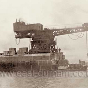 Building North Pier in 1903 (01?) each block weighed between 20 and 30 tons