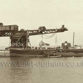 Barge ' Pearl ' and screw tug ' Gnat ', loco 'Seaham', number not legible,  c1900