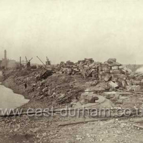 The new South Dock east wall after damage by storm on the afternoon of 9/10/03 
Photographed 10/10/1903.