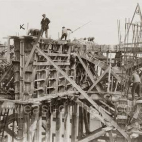 15th May 1925. Shuttering for new concrete staithes.
"K" the web shutters are complete, note the stretchers between columns to prevent spreading.
Photograph from Warren Phillips