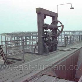 Coal drop on staithes above south dock just prior to demolition 1979.