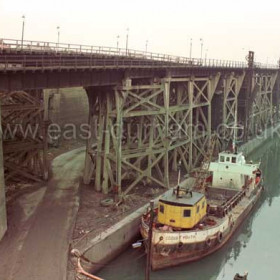 Coquet Mouth under the staithes at the southern end of South Dock in 1980.