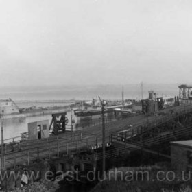 Looking across the staiths to the South Dock. Photographed from the balcony of the Time Office in Aug 1964.Photograph by Bryan Snowball