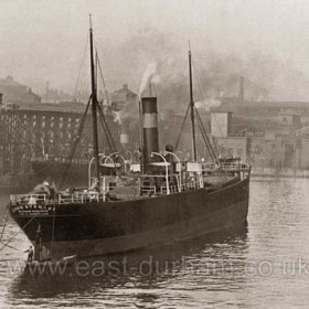 New South Dock 6/11/1905
Londonderry steamship the Lord Stewart torpedoed and sunk en route to Rouen by German submarine during WW1
Type Mittel U 
Shipyard A.G. Weser, Bremen  (Werk 255) 
Ordered 15 Sep, 1915  Laid down 4 Aug, 1916  
Launched 3 Jul, 1917  Commissioned 12 Aug, 1917  
Commanders 1 Oct, 1917 - 25 Apr, 1918   Kptlt. Kurt Bernis  
Career 4 patrols 
1 Oct, 1917 - 25 Apr, 1918 II Flotilla   
Successes 8 ships sunk for a total of 10.795 tons.  
Fate 25 Apr, 1918 - Depth charged by HMS Jessamine in St George's Channel and sank at 5159N 0626W.. 41 dead and 1 survivor