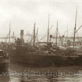 South Dock around 1910, ship at left, "Johnray" London.