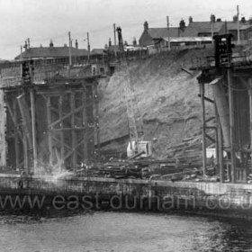 Beginning of demolition of staithes by G Vardy of Hetton le Hole in October 1972.