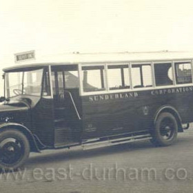 This is a 1929 photo of Sunderland Corporation bus 13 (TY 4418). It was a 26 seater built by Thorneycroft and was supplied to W. Ankers of Winlaton-on-Tyne in April 1928. Sunderland bought it from Ankers in November 1929 for £325. They converted it into a 29 seat coach in May 1935. It became an ARP mobile canteen in February 1941 and was returned to SCT by February 1945. It was sold off that year to Hetheringtons of Gateshead, who kept it until December 1946, when it was converted into a caravan.   
Caption from Malcolm Fraser