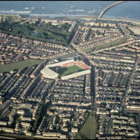 Roker Park, home of Sunderland Football Club in the 1990s, prior to moving to the Stadium of Light.     Copyright FlyingFotos  www.seahamfromtheair.co.uk