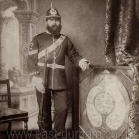 William Dowie Easton 1835-1915 member of the Sunderland Volunteer Infantry who won the Roberts Shield for marksmanship in 1885.
Photograph and caption from Cyril Easton