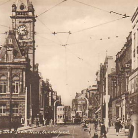 Fawcett Street and Town Hall, Sunderland.