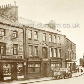 South Crescent in the early 1900's.The foundation stone of the Londonderry Arms, centre, was laid on the same day as that of the dock, Nov 28 1828. Although it has the reputation of being Seaham Harbour's first building, the first finished, habitable building was the Golden Lion.  Probably open by 1830, re-named Sylvia’s c 1980s. From the early 1830s, stagecoaches left here for Sunderland, their arrival and departure announced by a bugler. Closed c 2006. Now a Thai restaurant "Pan Din Thai".           Jessie Robson's tobacconists shop at No 5 (left).