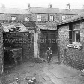 The yard of 48 Marlborough Street looking south towards the rear of Emily Street. Photograph 1950s or 60s.