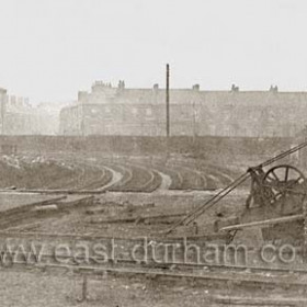 The Braddyll public house at left with Adolphus Street behind, South Terrace to right, photographed from the Dock Top area c 1920.