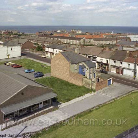 View from St John's church tower in 1981.  Looking north across Trustee Savings Bank to Blandford Place.