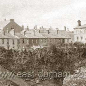 Tempest Place with Co-op building behind, Police Station and Rock House from the Dene in 1899.