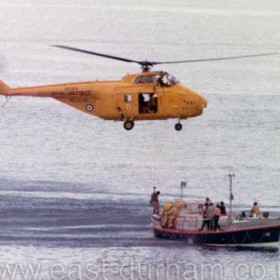 The Will and Fanny Kirby with rescue helicopter off Seaham in 1968