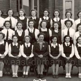 Seaham Girls Grammar in Princess Road.; 
2nd row; 3rd from left is Catherine Sheila Curran - as she was then - my mother who is still alive. All of these girls will be -or would be 78 or 79, born in 1932-3 Photograph and info from Ian Simpson